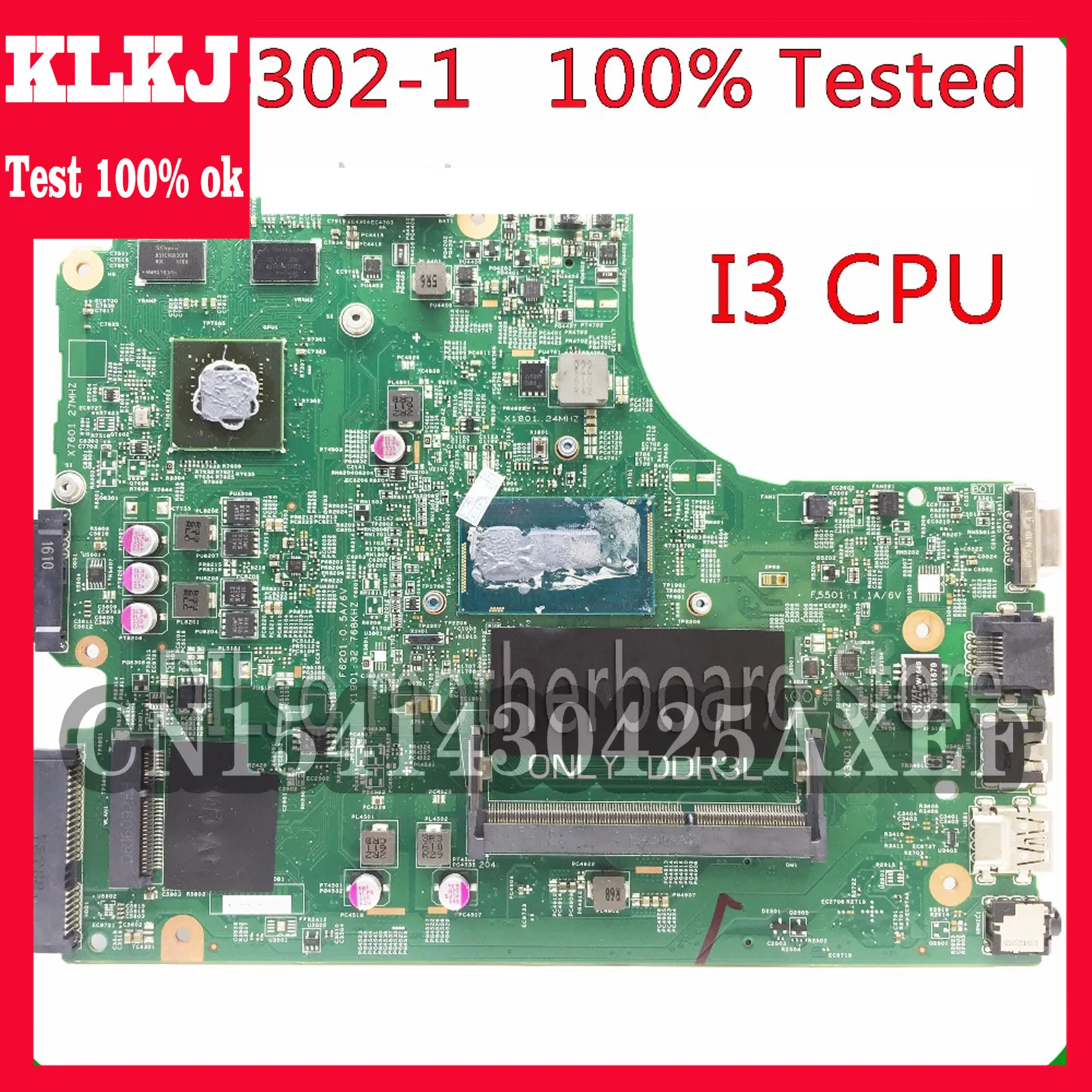 

Материнская плата KLKJ 13302-1 для ноутбука Dell INSPIRON 3446 3549 3449 3546, материнская плата Dell I3 CPU, оригинальная тестовая материнская плата
