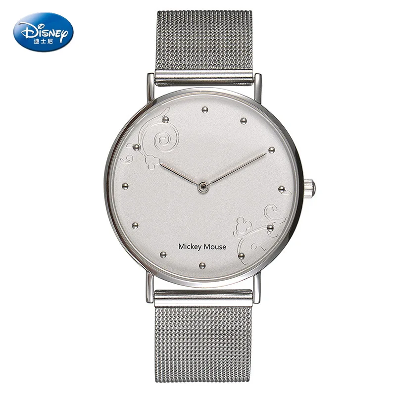 

Disney Mickey Mouse Women Quartz Watch 3Bar Waterproof Simple Fashion Cute Round stainless steel Strap Women Watches Gift Alloy
