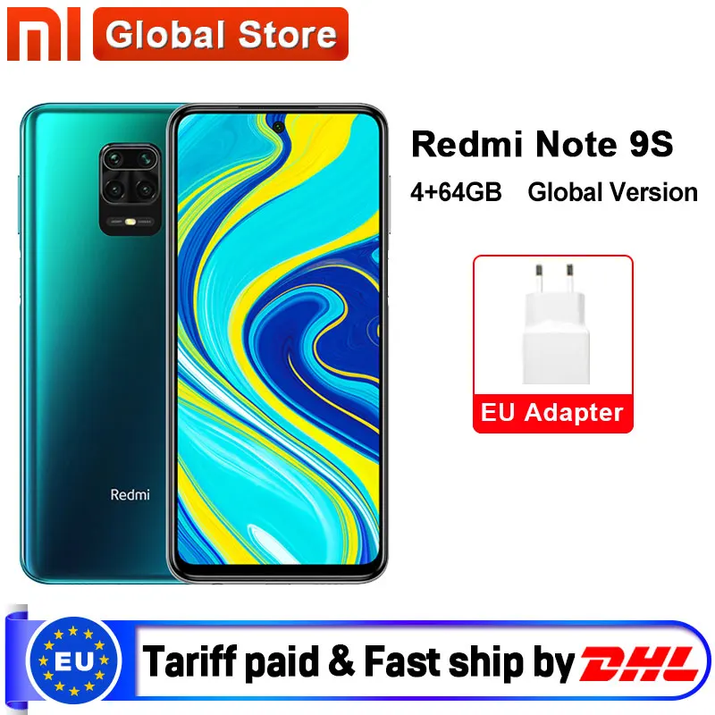 Глобальная версия смартфона Xiaomi Redmi Note 9S 4 Гб 64 6 ГБ 128 Восьмиядерный Snapdragon 720G 5020 мАч