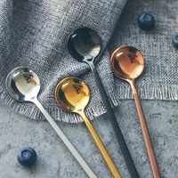 stainless steel coffee stirring spoon teaspoon rose gold flatware honey tea spoon dessert spoons long handle western tableware