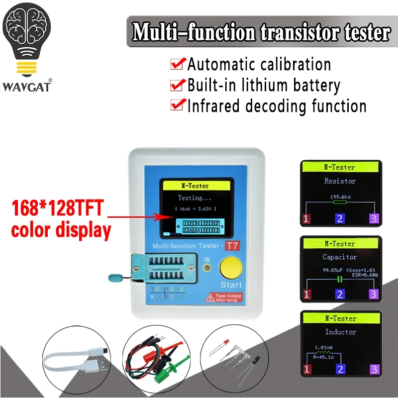 LCR-T7 новый транзистор тестер TFT Диод Триод измеритель емкости LCR ESR метр NPN PNP MOSFET ИК Многофункциональный тестер мультиметр