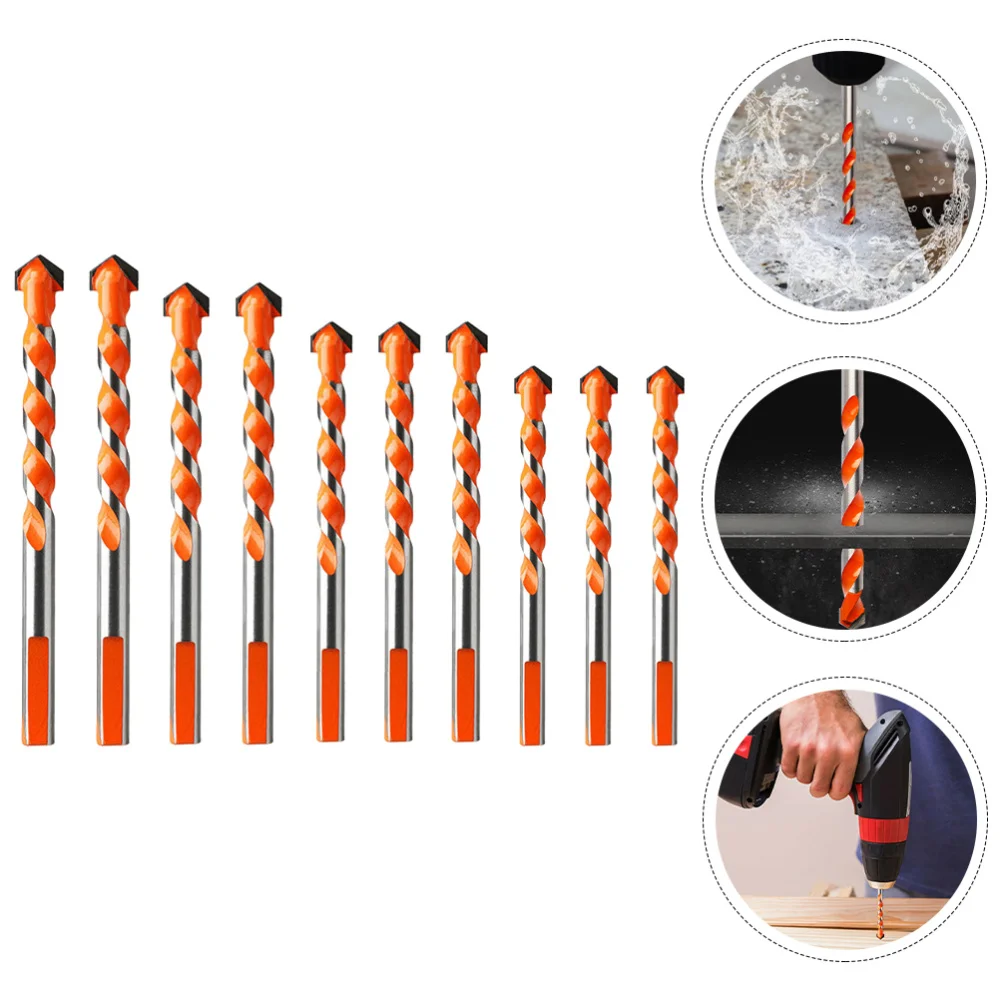 

10pcs Tile Drill Bit Triangle Head Drilling Bit Drilling Tool for Glass Mirror