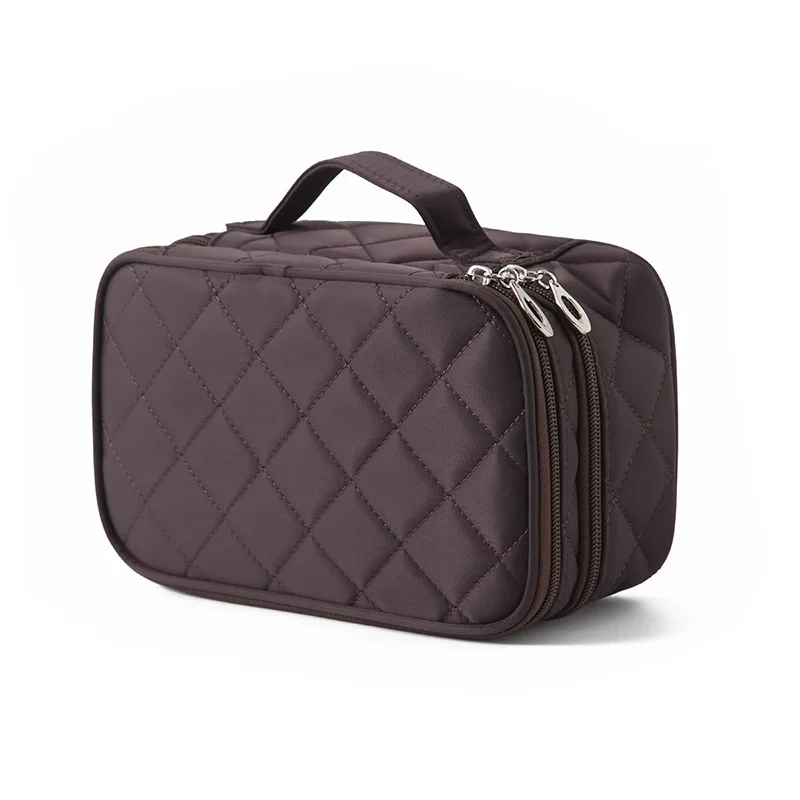 

2021 New women's Bags Organizer Of Cosmetics Waterproof Black Rhombus Portable Double-layer Design Creativity Shopper Makeup Box