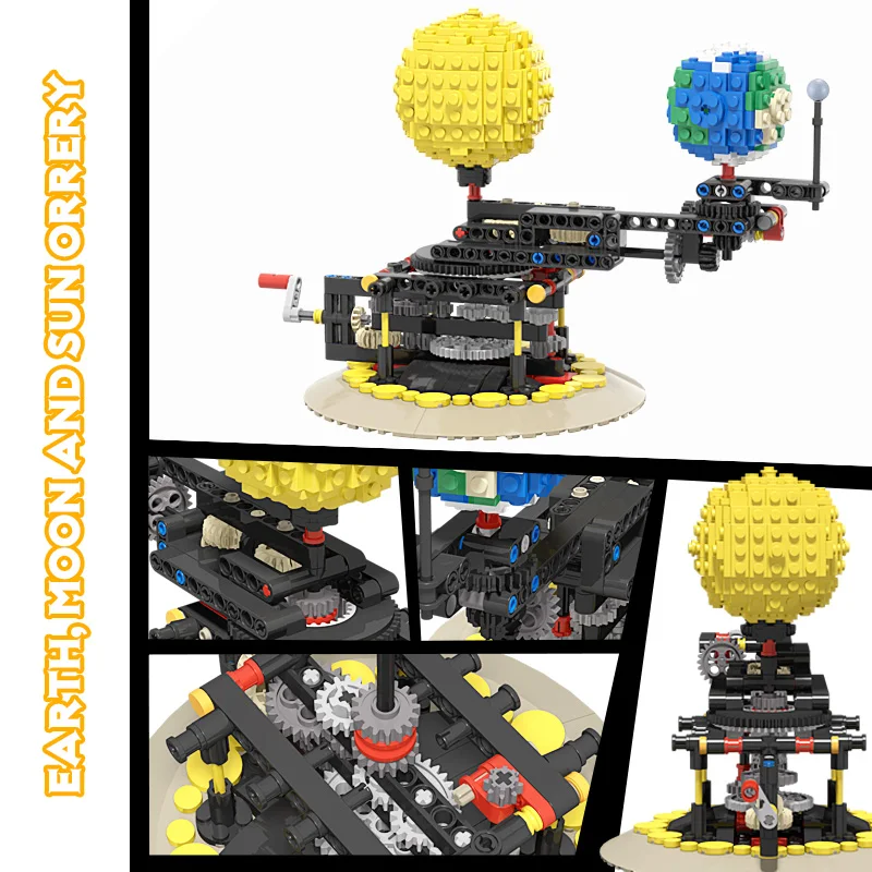 

MOC Toys Creativity Mechanic Earth Moon Sun Move Rotation Revolution Building Blocks Ideas Modular Block Model for Kids Gift