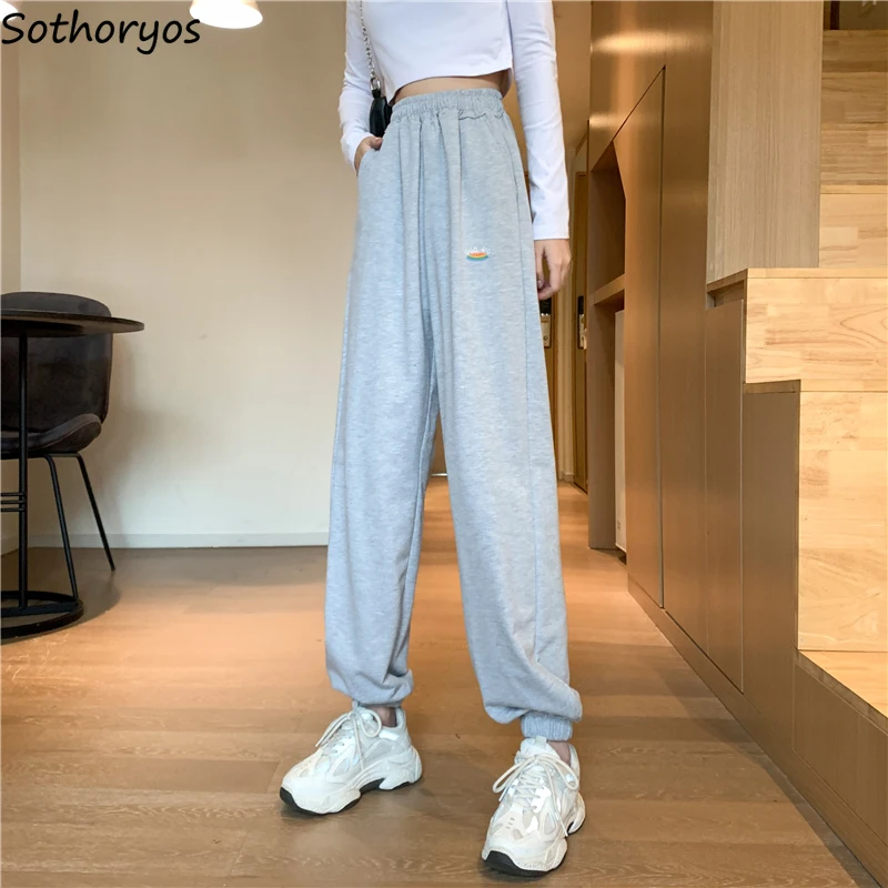

Sleep Bottoms Long Pants Women Joggers Casual Elastic Waist Print Female Sleepwear Pajamas Home Wear Loungewear All-match Simple