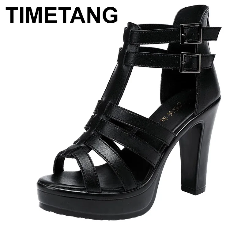 

TIMETANGRoman Sandals Open Toe Platform Female Sandals Women's Shoes Ladies High Heels Sandal Woman Office High Heel Shoes 32-43