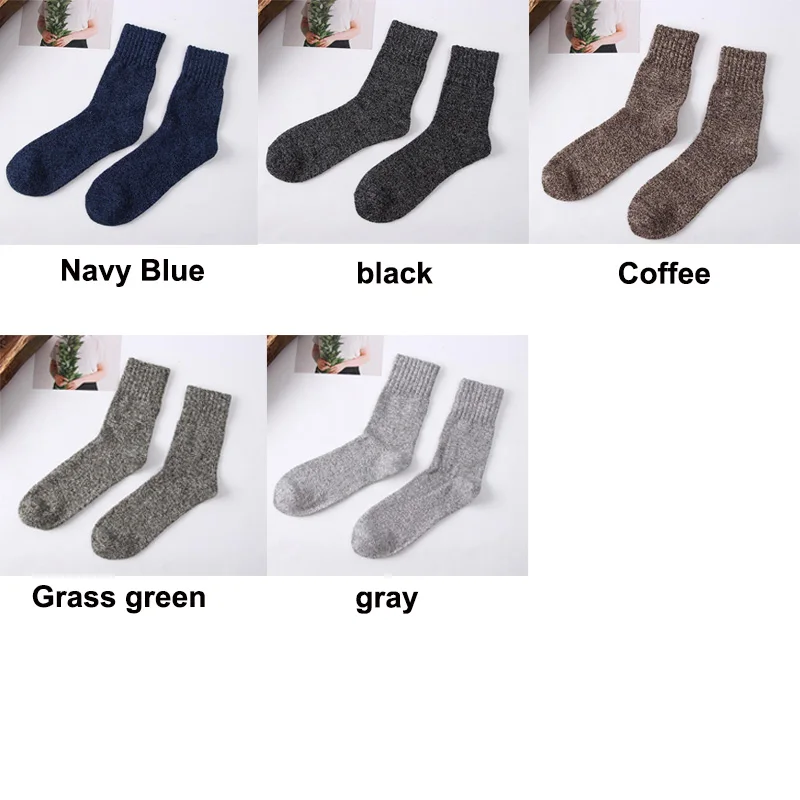 

Adjustable Winter Elastic Calcetines Hombre Thick Cotton Socks Stripe Casual Warm Soft Comfortable 5Pairs/Lot Men's Wool Socks