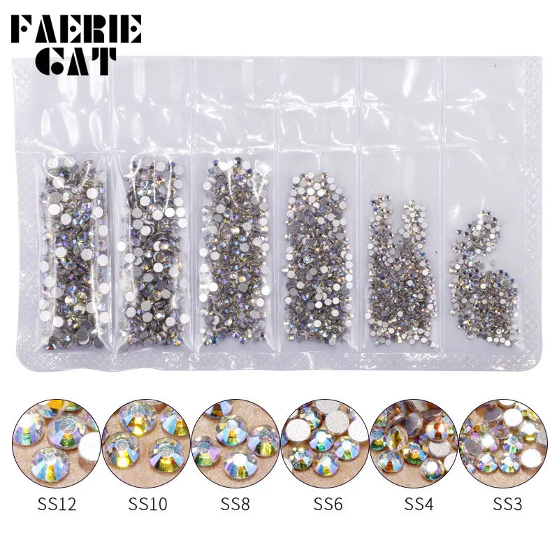 1440pcs радужные розовые золотые блестящие стразы для дизайна ногтей AB Цвет SS3 12