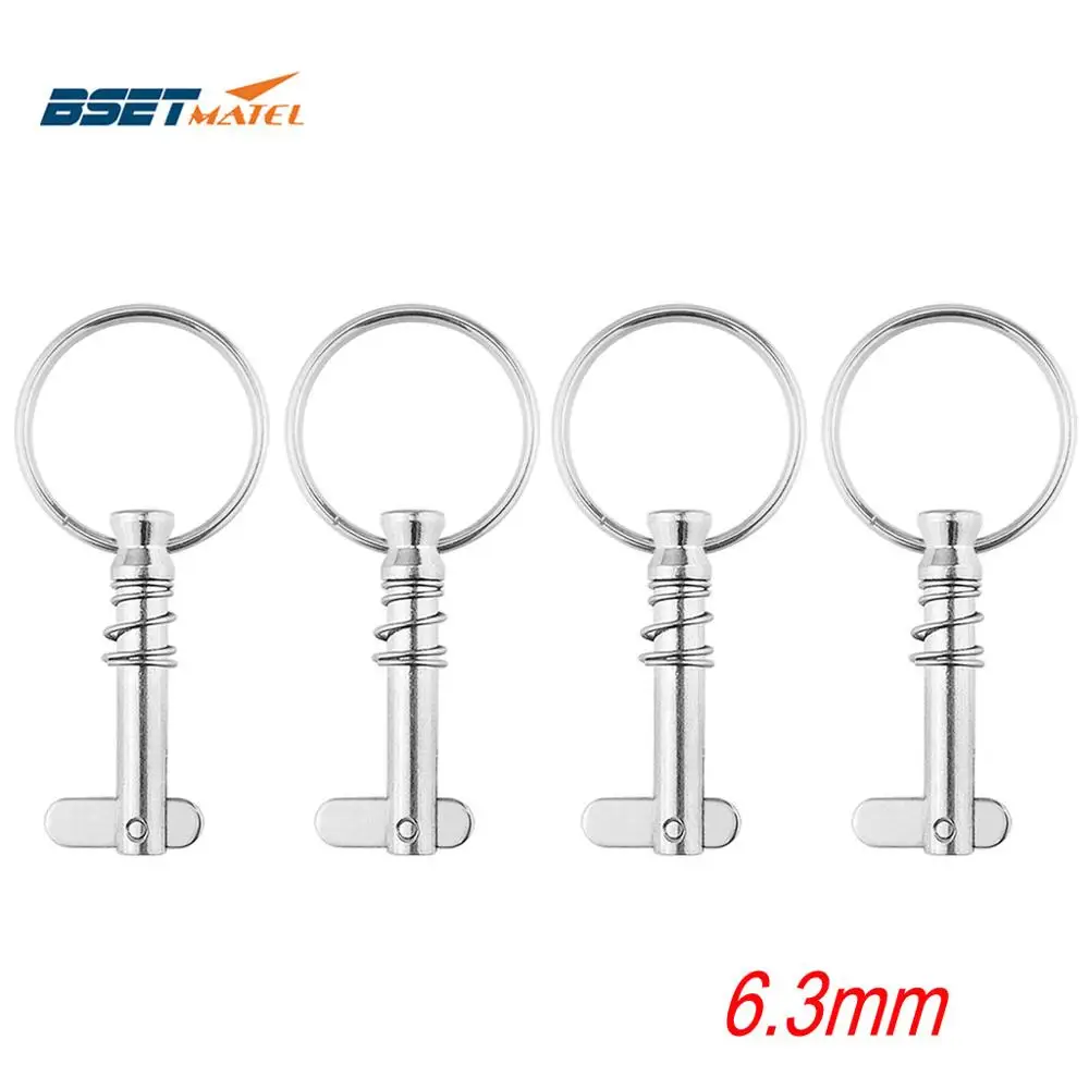 

4PCS 6.3*42mm BSET MATEL Marine Grade 1/4 inch Quick Release Pin with Ring for Boat Bimini Top Deck Hinge Marine hardware