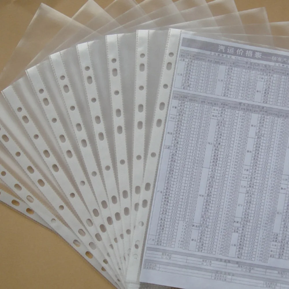 100 листов 8,5x11/A4 Прочные прозрачные полиперфорированные карманы X 100 рукава, 11 отверстий, PP сумка для кольца связующего/папки