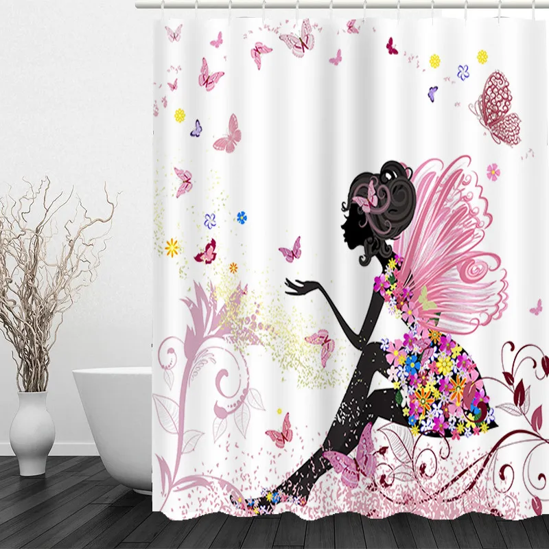 Полиэфирная водонепроницаемая плотная розовая занавеска для душа OIMG с принтом