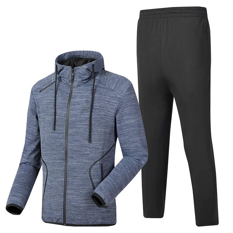 

Tracksuit Men New Autumn Sportswear Fashion Mens Set 2PC Zipper Hooded Sweatshirt Jacket+Pant Suit Male Quality Clothing