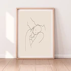 Плакат с изображением семейной пары, для новорожденных, мамы, руки, линия, искусство, плакат для детской, настенные картины, абстрактная живопись, принты, декор детской комнаты