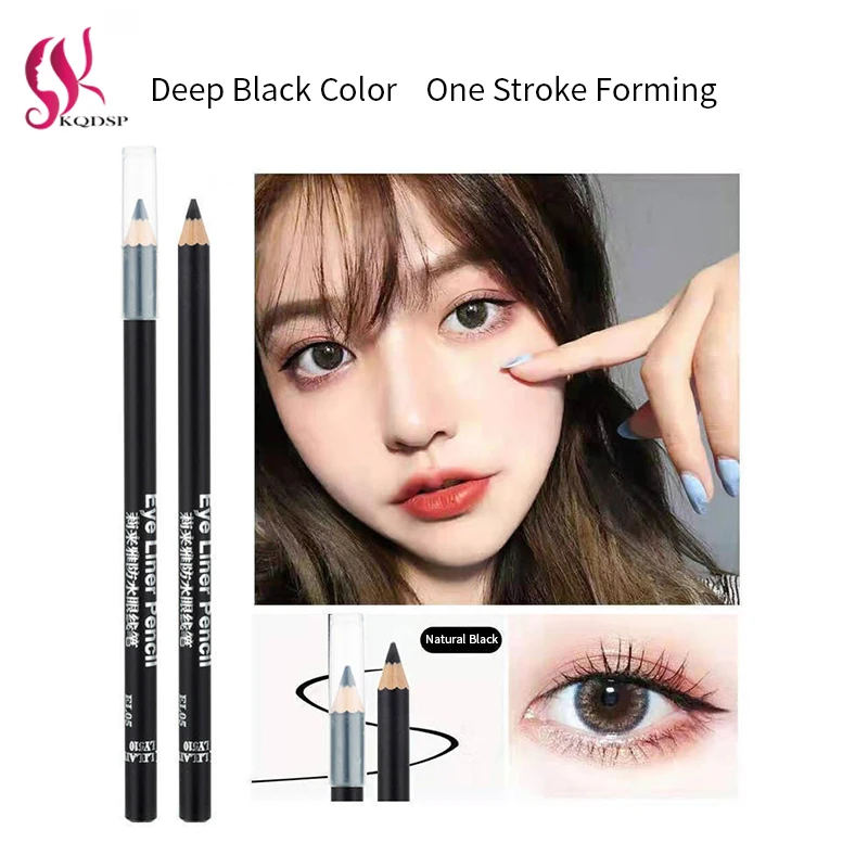 

Ultimate Black Eyeliner Pencil Makeup Professional Women Long Lasting Waterproof Pigment Quick-Dry Eye Liner White Brush Beauty