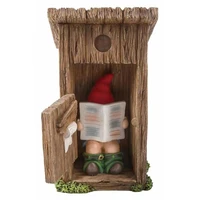 little dwarf reads newspaper and goes to the toilet without closing the door resin crafts garden fun decoration ornament statue