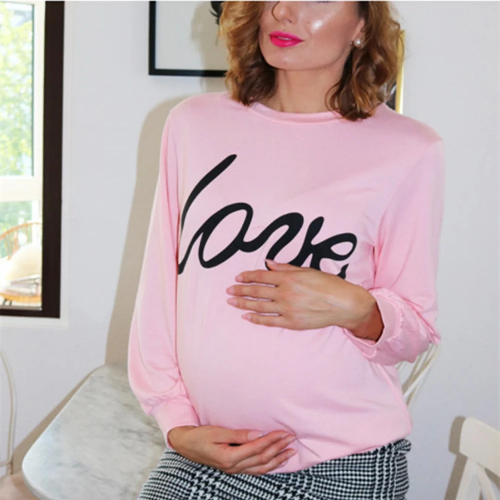 

Autumn Spring New Mothers Daughter Family Matching Outfits Maternity Clothes Pink Love Print Parent-child Sweater