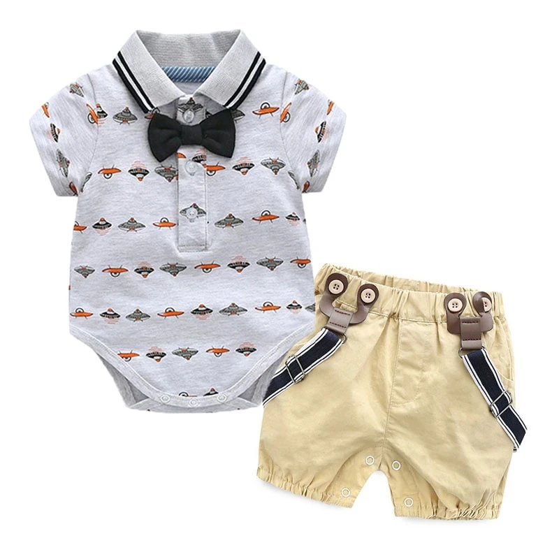 

Children Boy Clothing Set Summer Outfit Romper Suit Spaceship Print Set Toddler Boy Clothes