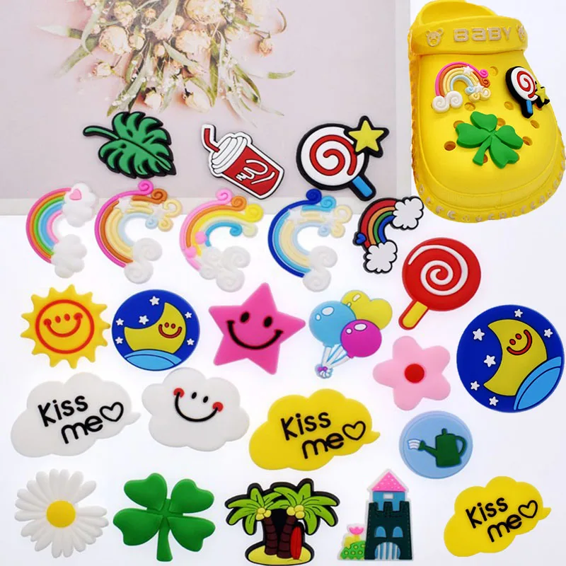 

1 set of charm shoes for sale clover shoes flower flowers accessories cute coconut tree garden shoes decoration kids Christmas