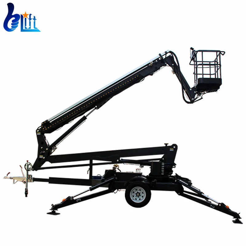 Towable Motorized Hydrolic Lifter Motor 14m Cherry Picker Price Manufacturers Boom Lift |