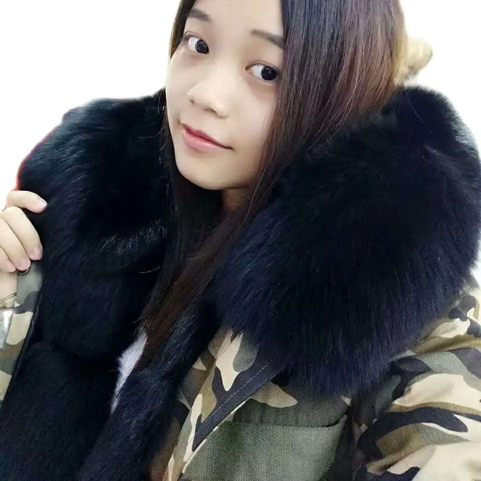 Камуфляжная модная зимняя парка MR с мехом Съемный Черный Лисий воротник и