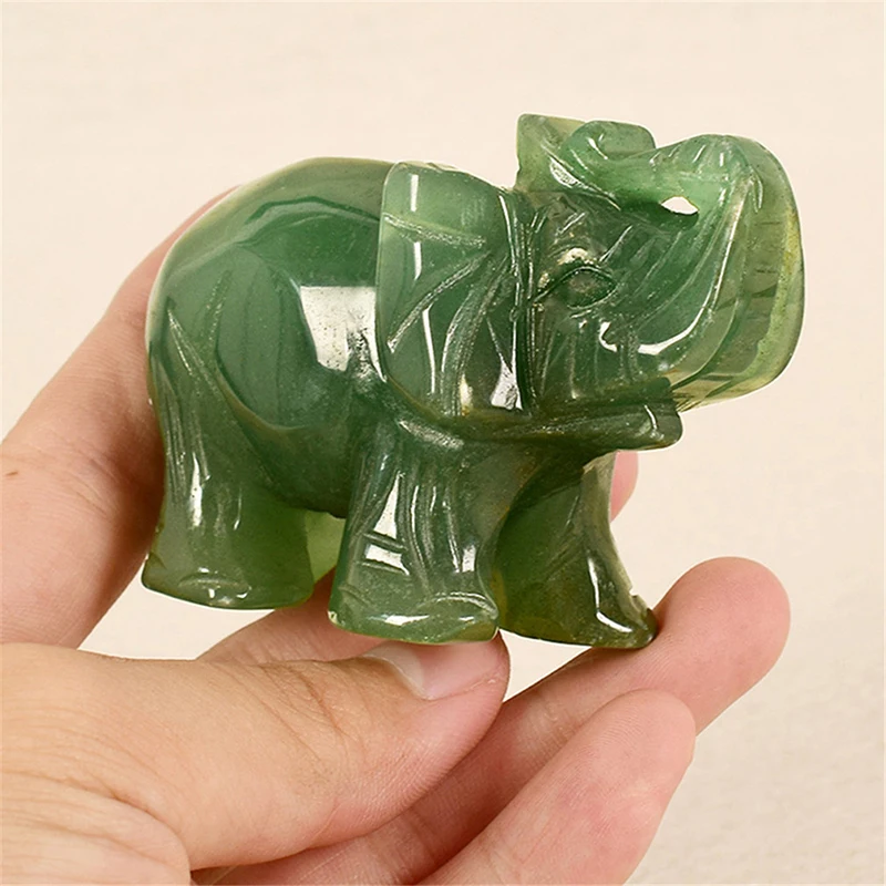 

Green Aventurine Jade Ston Lucky Elephant Fortune Feng Shui Statue Figurine Office Ornament Chakra Healing Stones Statue Decor