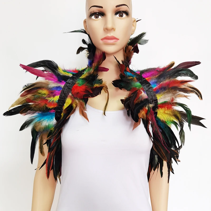 

Gothic Feather Shawls Shoulder Wrap Cape Halloween Christmas Masquerade Cosplay Party Props Feather Shrug Performance Show Decor