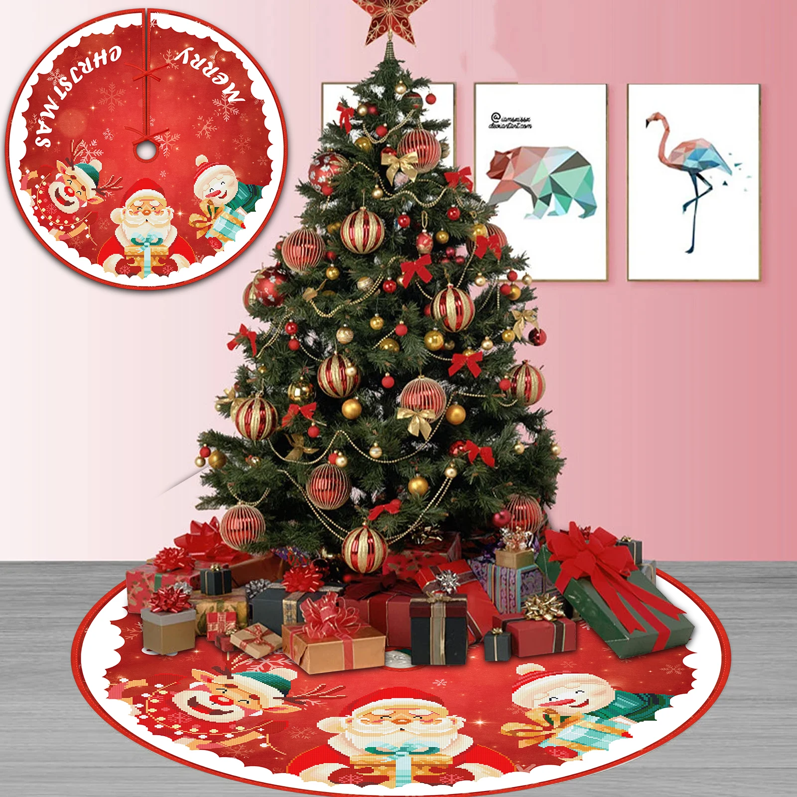 

DIY Diamond Christmas Tree Skirt Carpet Diamond Painting Kits Embroidery Cross Stitch Merry Christmas Skirt Decoration for home