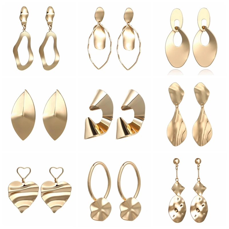 Горячие преувеличенные металлические серьги геометрические неправильные
