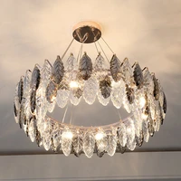 nordic hanging light luxury crystal chandelier creative pendant lamp grey glass for living room restaurant bedroom hotel villa