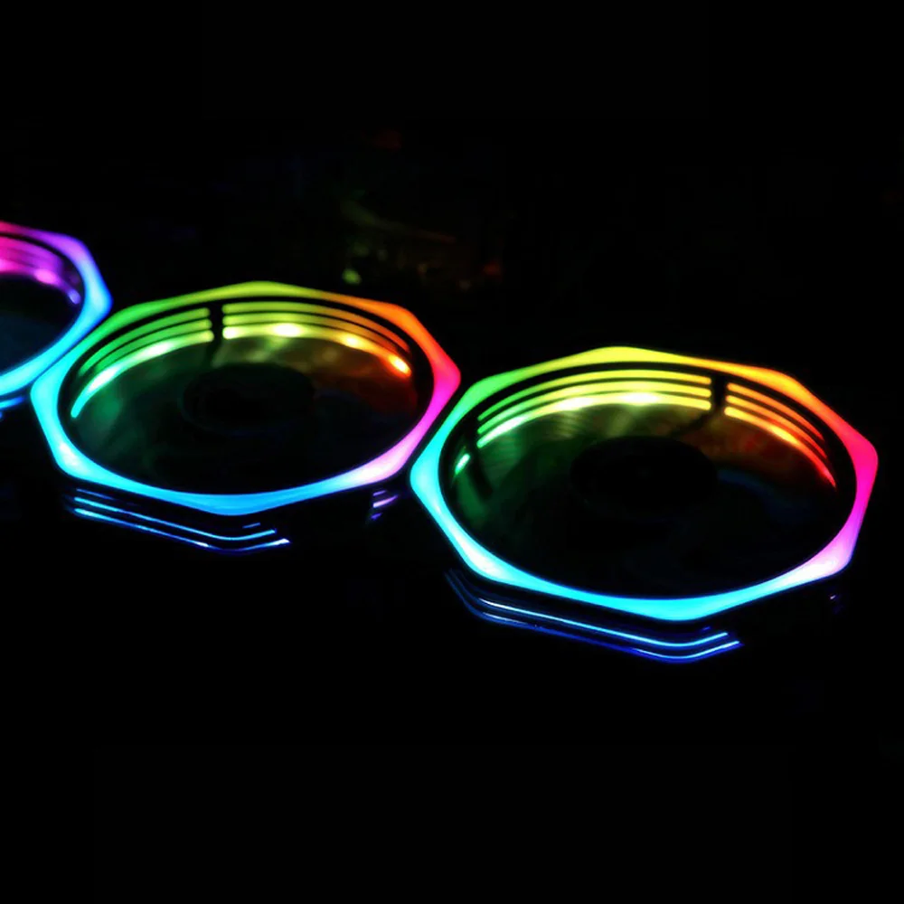 

Durable LED Cooling Fan RGB 12V DC 0.3A Component Computer Case Accessories 1x