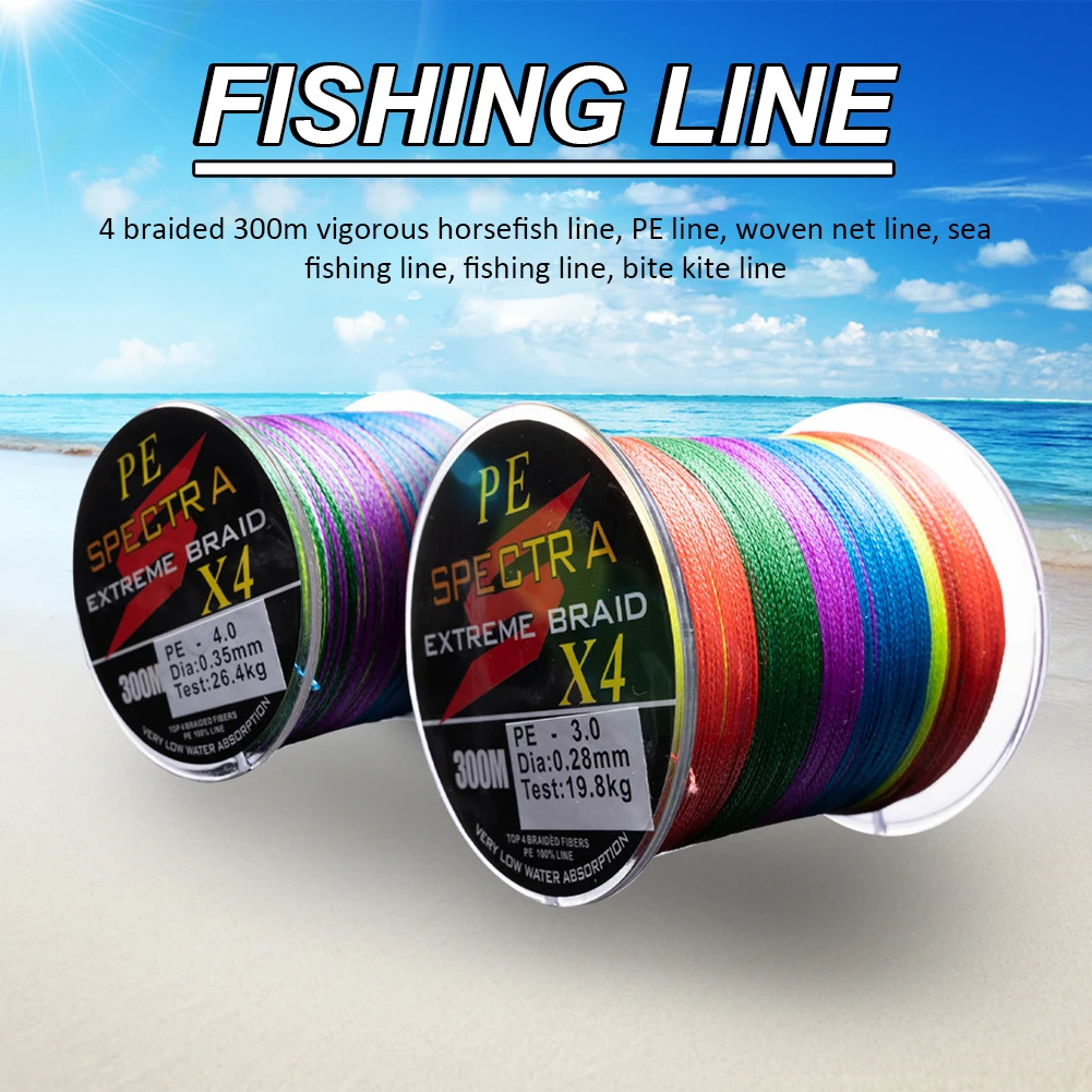

300M PE Braided Multifilament Fishing Line Multicolour Fishing Line Weave Extreme Super Strong Smooth Coating Wire