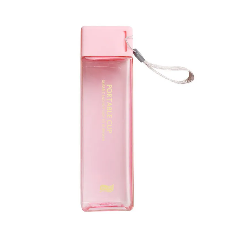 

Cute New Square Tea Milk Fruit Water Cup 500ml for Water Bottles drink with Rope Transparent Sport Korean style Heat resistant