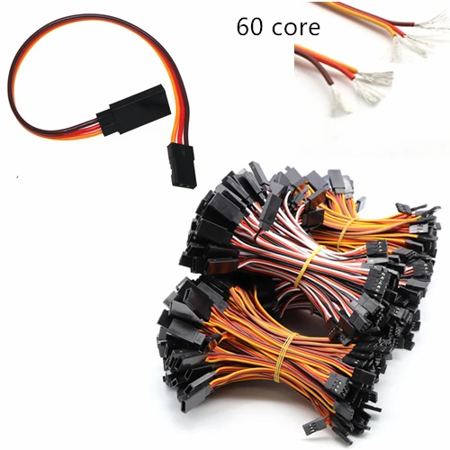 

100Pcs 60cm 3Ways 60 Core Filaments Parallel Joint DuPont Wire Extension Leads For Airplane Model Serve Motor Brown-Red-Orange