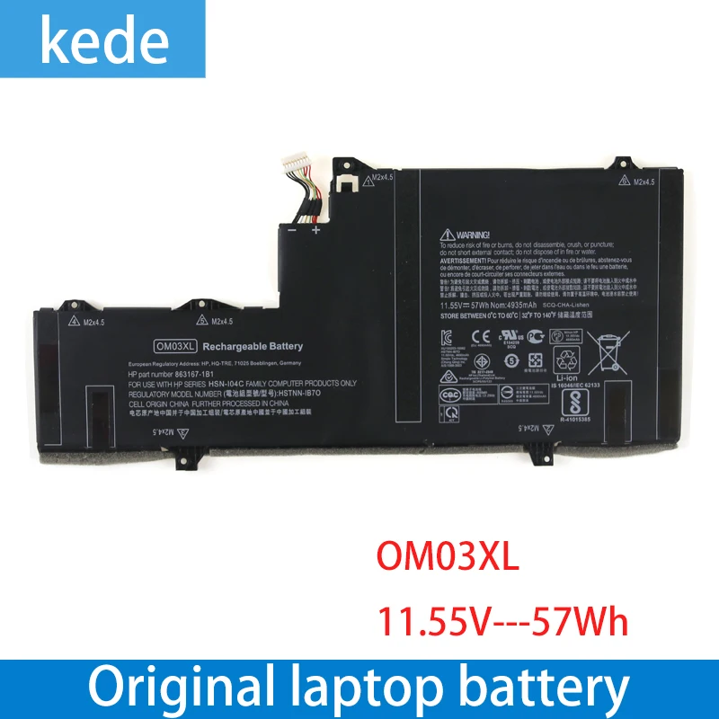 Оригинальный аккумулятор Kede для ноутбука OM03XLFor HP X360 1030 G2 863167 1B1 863280 855 HSTNN