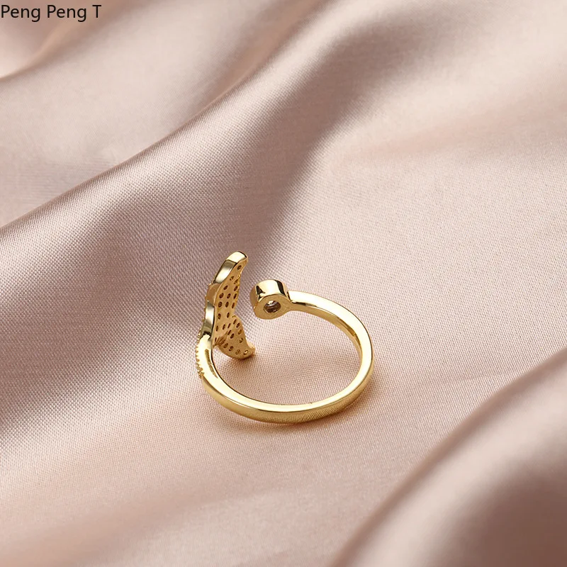 Женское кольцо на указательный палец стильное Открытое с хвостом русалки 2021 |