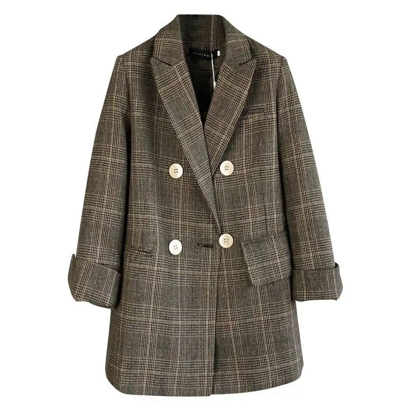 Женская клетчатая куртка Блейзер 2020 весна осень пальто|Женские пиджаки| |