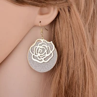 yada romantic rose flower earrings round statement earring gold color circle for women geometric jewelry earrings femme er200139