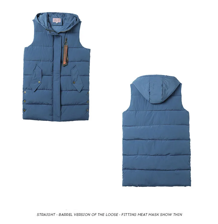 Осенне-зимняя новая Корейская куртка большого размера с капюшоном, студенческое пальто, Длинный жилет, женский жилет