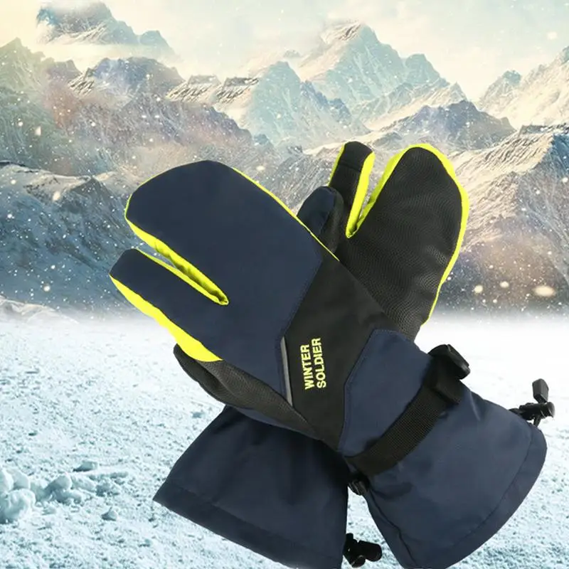Перчатки Лыжные унисекс, зимние, водонепроницаемые, с тремя пальцами, для сенсорного экрана, для велоспорта, скалолазания от AliExpress WW