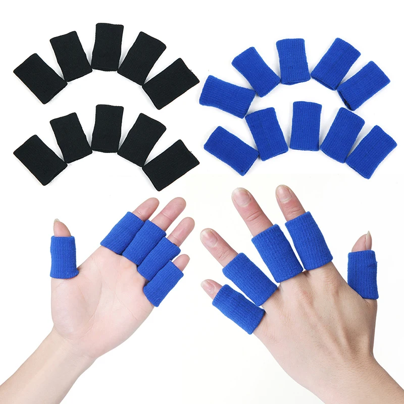 

10 PCs Stretchy Finger Protector Sleeve Nylon Support Arthritis Sports Aid Straight Wrap To Reduce The Hurts 2 Colors