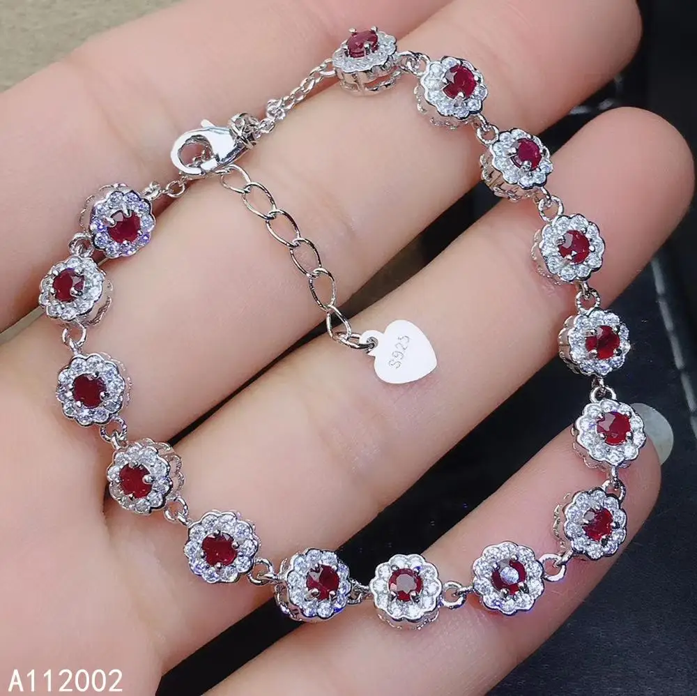 

KJJEAXCMY fine jewelry natural Ruby 925 sterling silver new gemstone women hand bracelet support test beautiful hot selling