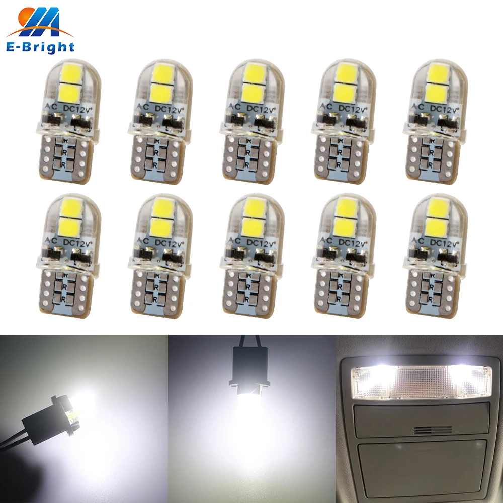10 шт. AC DC 12V Silica T10 W5W 3030 4 SMD Led неполярный для 168 194 двери автомобиля внутренний