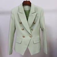 avocado green women blazer jacket 2021 autumn new double breasted gold button pink formal female blazer suit high quality