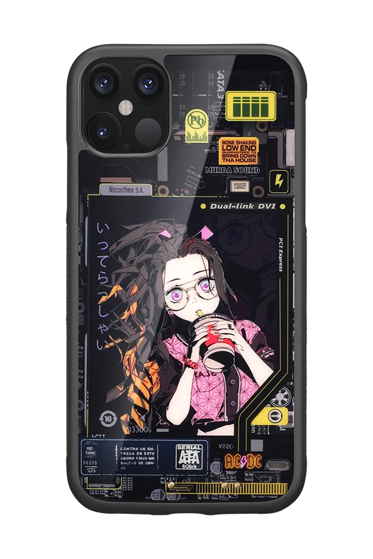

Anime Girl Self Power Supply Luminous Flash Phone Case For Apple iPhone 12 11 XR Pro Max Voice Control Protect Glass Cover
