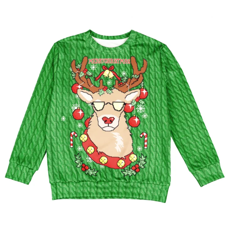 Ugly Christmas Sweater 3D Print Holiday Children's Wear Costume Alpaca Long Sleeve Autumn Winter blouses | Женская одежда