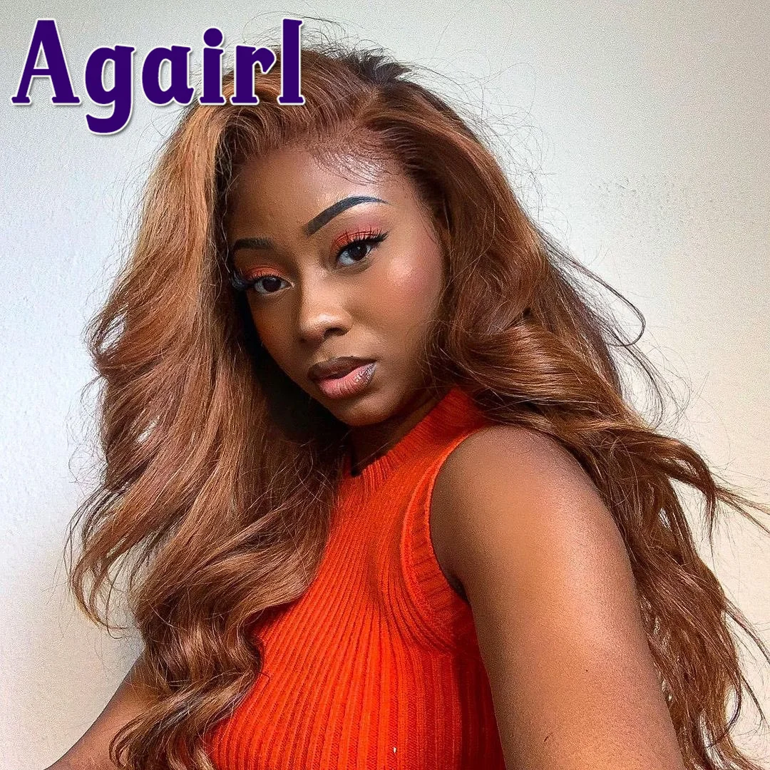 

Имбирный коричневый волнистый парик бразильские цветные человеческие волосы парики Омбре коричневый 13x 4 кружевной передний парик HD прозра...