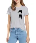 2020 модная летняя 100% хлопковая свободная стильная женская футболка с карманом и принтом кошки, Повседневная забавная Мужская футболка с коротким рукавом и круглым вырезом, футболка