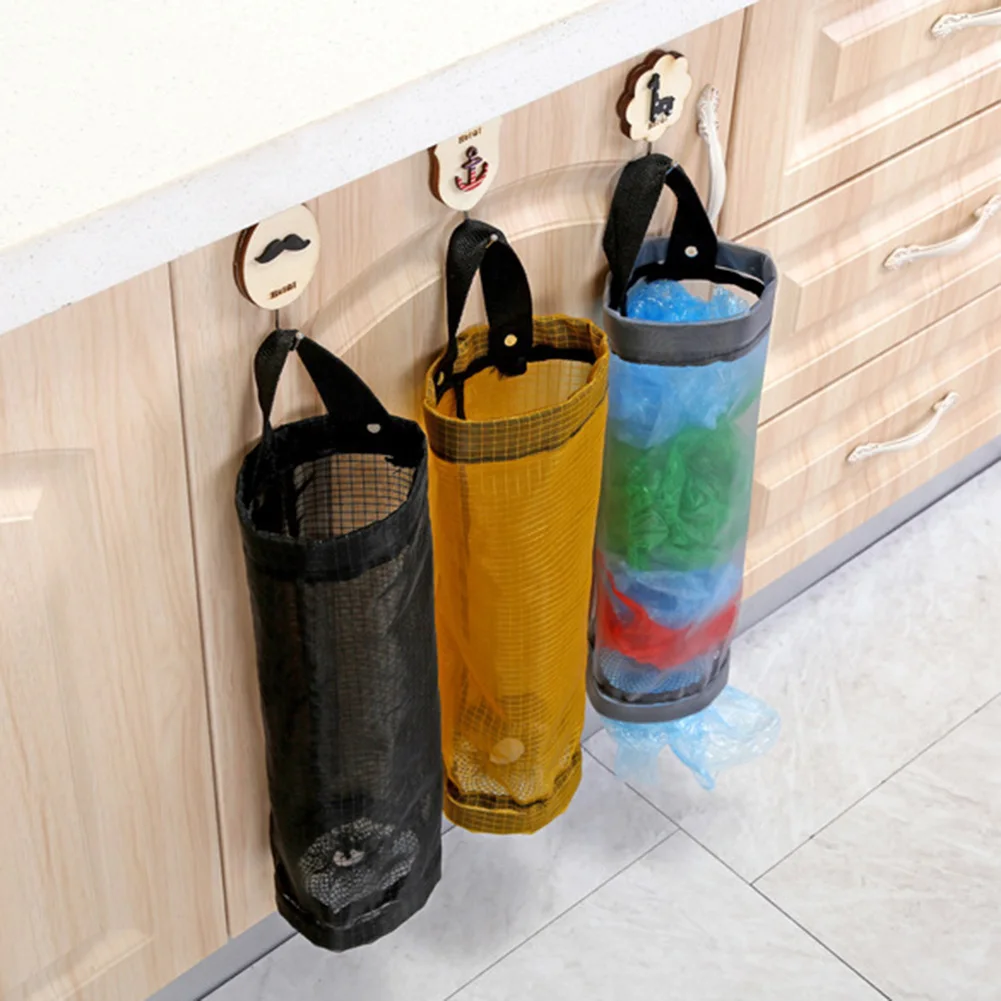 

2 Packs Plastic Bag Holder Mesh Hanging Storage Dispensers Folding Hanging Storage Bag Trash Bags Holder Organizer for Kitchen