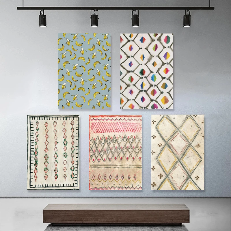 

Abstract Neutral Boho Moroccan Rug Art Canvas Painting Wall Art Picture Geometric Prints Home Bohemia Poster Wall Artwork Decor