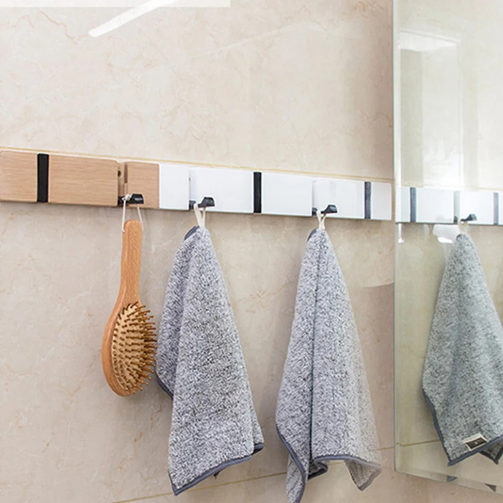 

Kitchen Utensils Waterproof Stickers Hanger Bathroom Rack Foldable Bamboo Hook Living Room Hanging Row Hide Hook Hanger